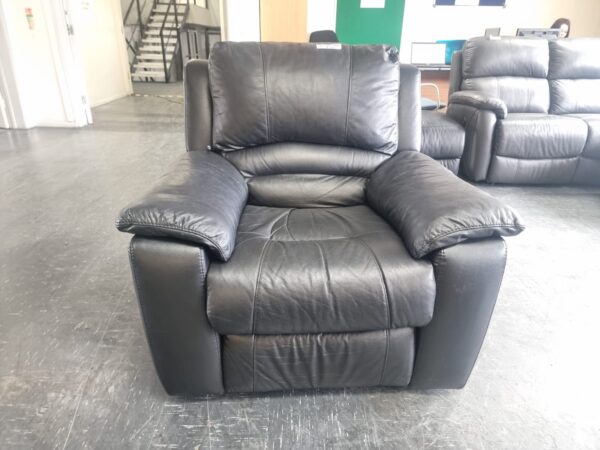 Dfs Full Leather Black Electric Recliner Armchair