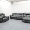 Dfs Black Leather 3 Seater Chaise and Chair Electric Recliners