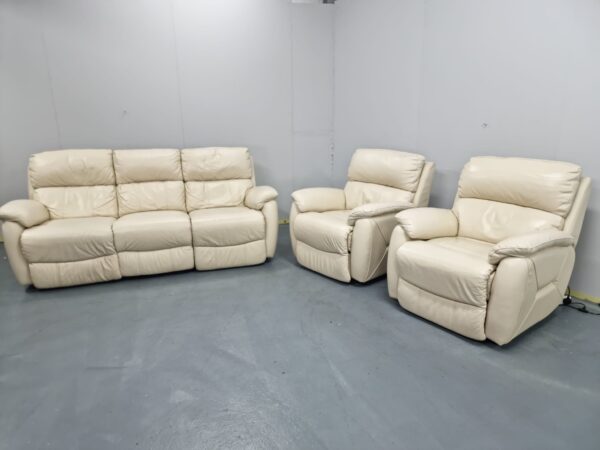 Dfs Cream Full Leather 3 Piece Suite Recliner Sofa and Chairs - Image 2