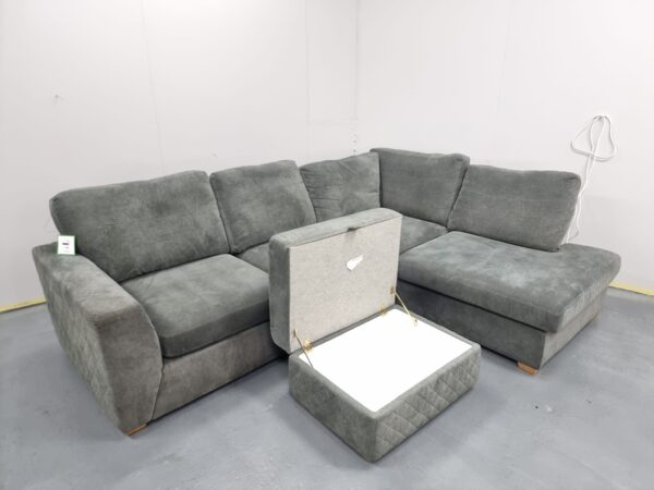 Dfs Grey Fabric Corner Sofa and Ottoman - Image 5