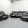 Dfs Black Leather 3 Seater Chaise and Chair Electric Recliners - Image 5
