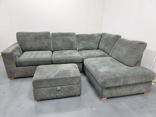 Dfs Grey Fabric Corner Sofa and Ottoman - Image 4