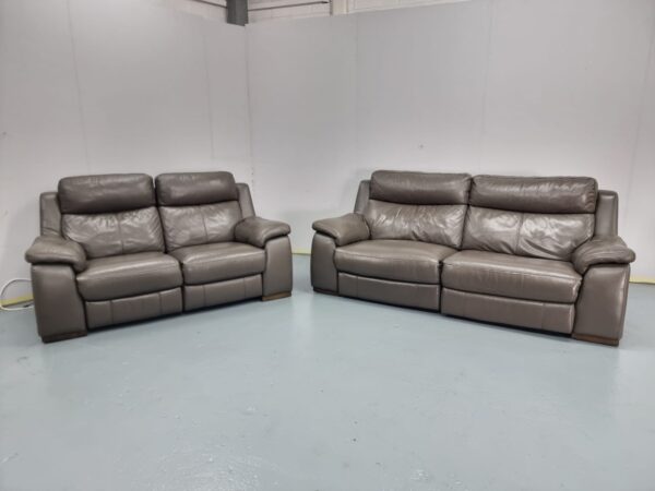 Dfs Grey Full Leather 3 and 2 Seater Electric Recliner Sofas and USB