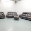 Harvey's Leather 3 Piece Suite Sofas and Chair with Footstool