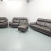 Harvey's Leather 3 Piece Suite Sofas and Chair with Footstool - Image 4