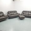 Harvey's Leather 3 Piece Suite Sofas and Chair with Footstool - Image 2