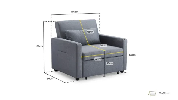 Aria Mocha Sofabed Armchair - Image 2