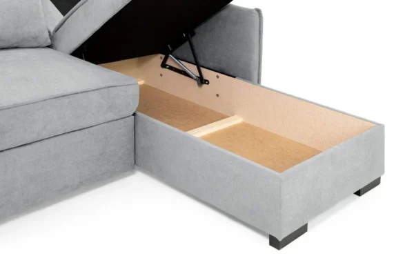 Miel Plush Grey Universal Corner Sofabed - Image 5