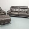Harvey's Leather 3 Piece Suite Sofas and Chair with Footstool - Image 5