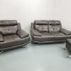 Harvey's Leather 3 Piece Suite Sofas and Chair with Footstool - Image 6