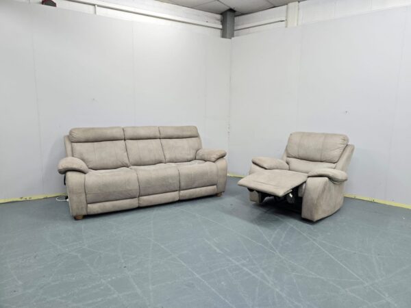 Grey Suede Standard 3 Seater Sofa and Manual Recliner Chair - Image 4