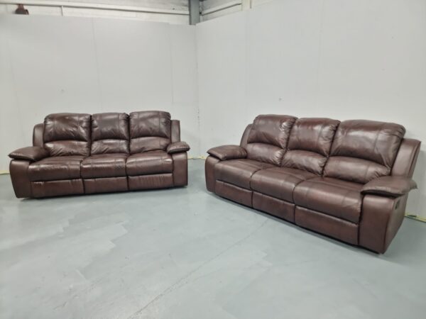 Harvey’s Leather 3 and 3 Seater Recliner Sofas - Image 2