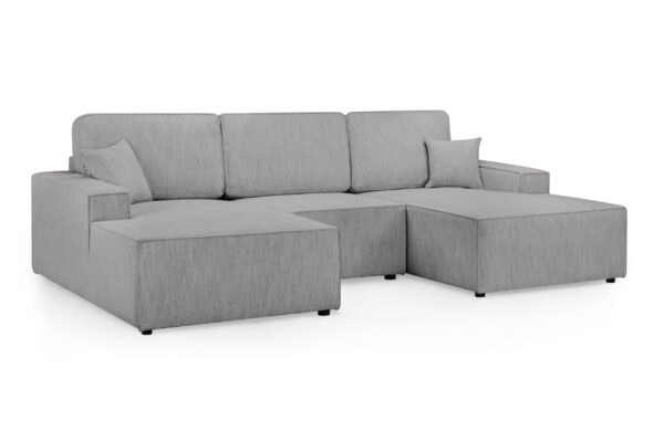 Leo Cinema Grey Fabric U Shape Corner Sofa