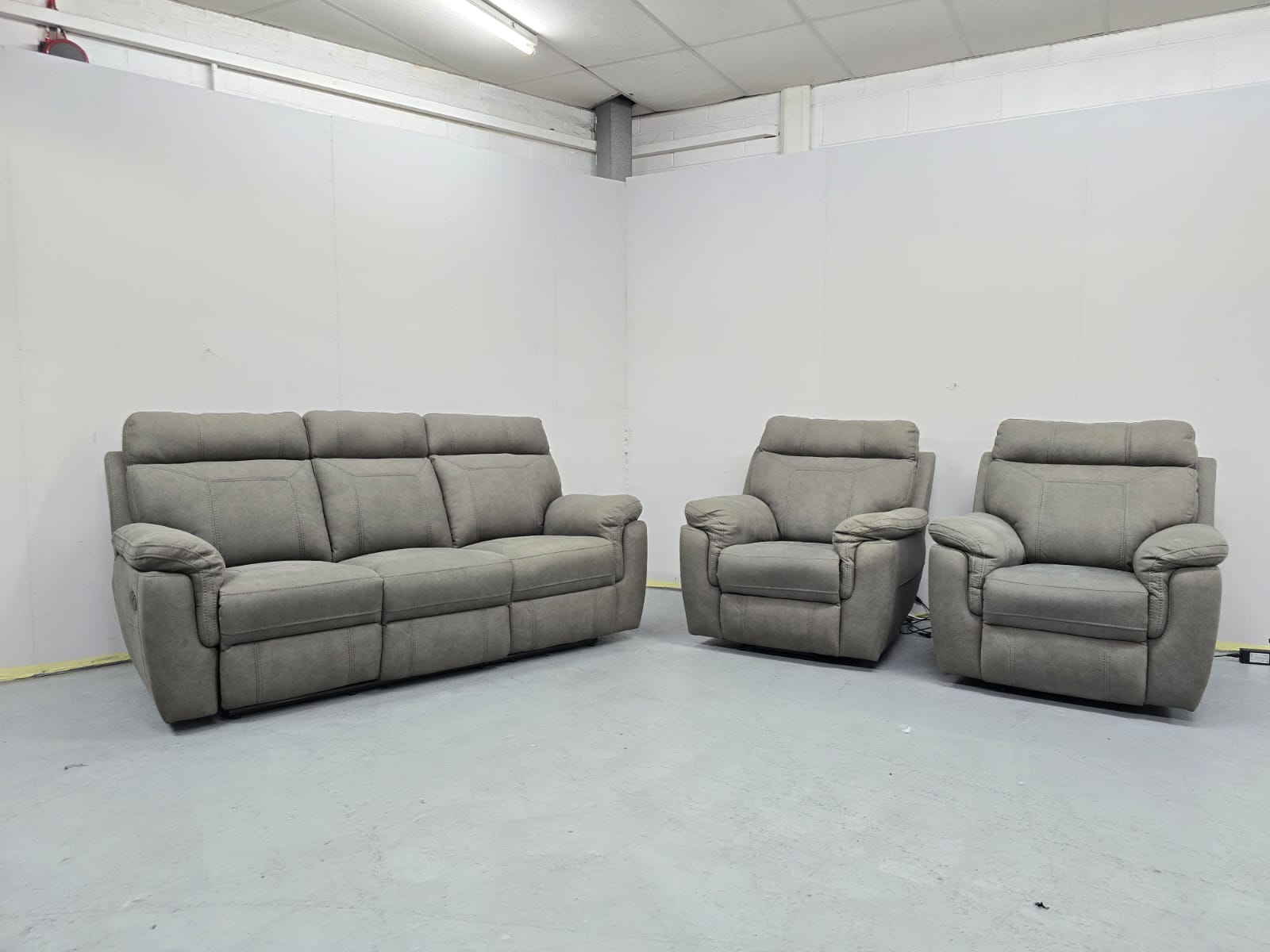 Sofology grey leather sofa discount