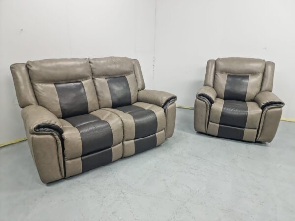 Scs Leather 2 and 1 Seater Electric Recliner Sofa and Chair with USB - Image 2