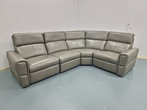 Ex Display Oak Furniture Land Samson Leather Corner Sofa - Image 3