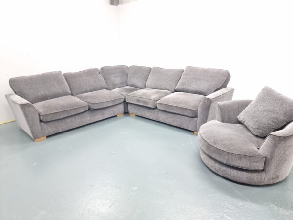 Quality Fabric Corner Sofa and Swivel Chair - Image 3