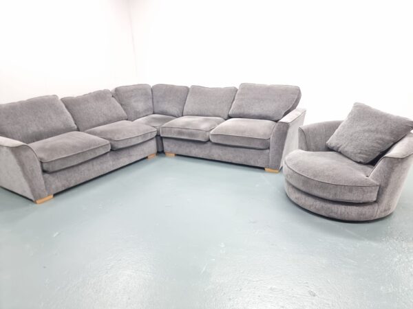 Quality Fabric Corner Sofa and Swivel Chair - Image 4