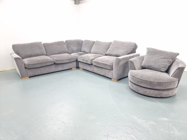 Quality Fabric Corner Sofa and Swivel Chair
