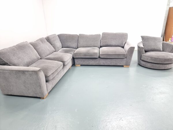 Quality Fabric Corner Sofa and Swivel Chair - Image 2