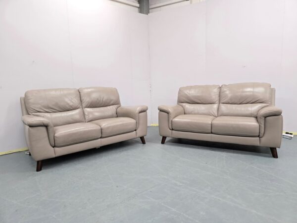 Dfs Grey Leather 2 and 2 Seater Sofas - Image 2