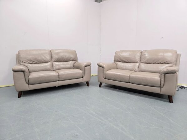 Dfs Grey Leather 2 and 2 Seater Sofas
