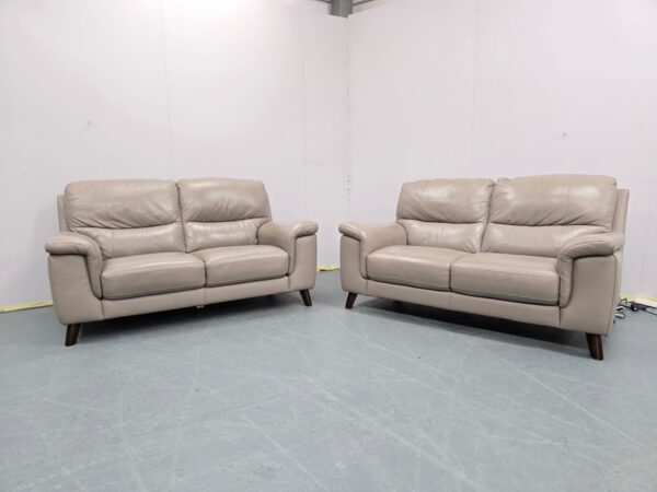 Dfs Grey Leather 2 and 2 Seater Sofas - Image 3
