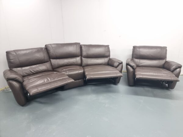 Scs Leather Recliner Curved 4 Seater and Cuddle Chair - Image 6