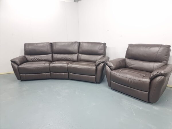 Scs Leather Recliner Curved 4 Seater and Cuddle Chair - Image 2