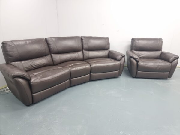 Scs Leather Recliner Curved 4 Seater and Cuddle Chair - Image 3