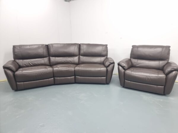 Scs Leather Recliner Curved 4 Seater and Cuddle Chair