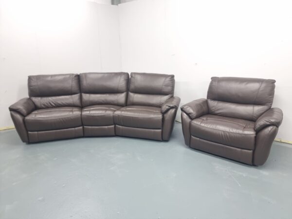 Scs Leather Recliner Curved 4 Seater and Cuddle Chair - Image 4