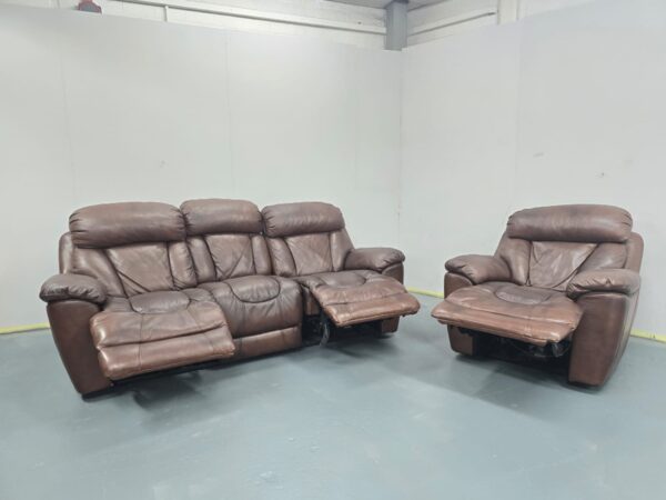 Dfs Supreme Brown Leather 3 and 2 Seater Electric Recliner Sofas - Image 6