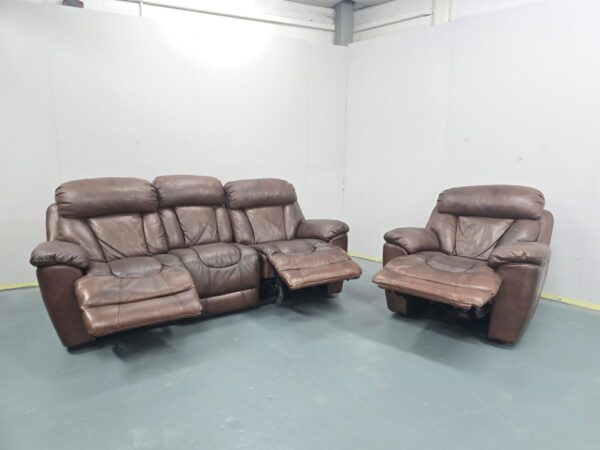 Dfs Supreme Brown Leather 3 and 2 Seater Electric Recliner Sofas - Image 7