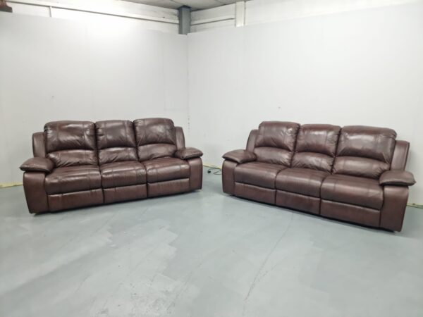 Harvey’s Leather 3 and 3 Seater Recliner Sofas