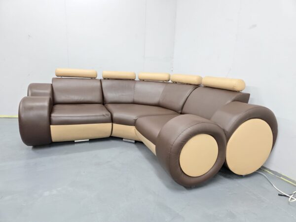 Retro Leather Corner Sofa - Image 2