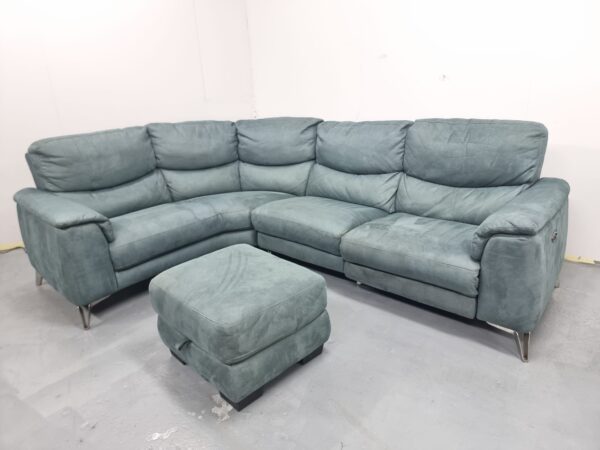 Dfs Suede Electric Recliner Corner Sofa with Footstool and USB