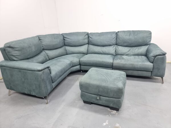 Dfs Suede Electric Recliner Corner Sofa with Footstool and USB - Image 2