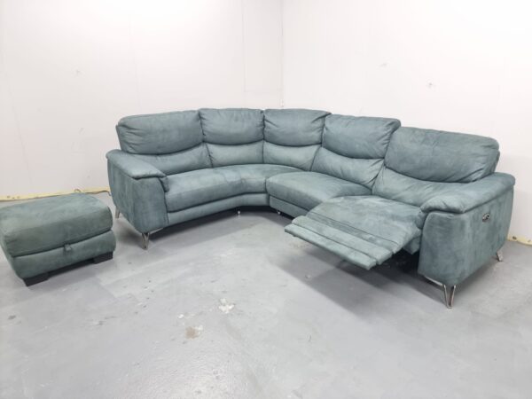 Dfs Suede Electric Recliner Corner Sofa with Footstool and USB - Image 3