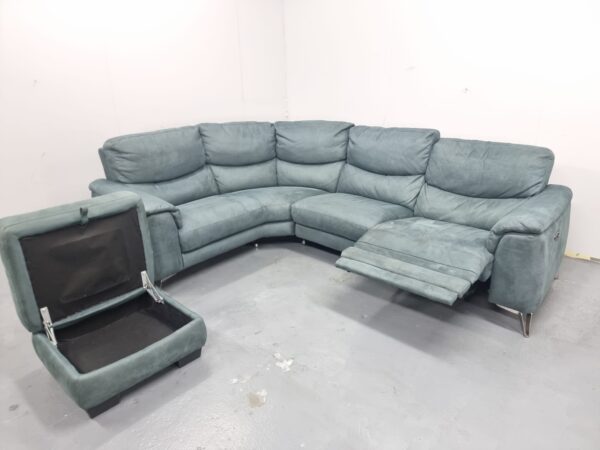 Dfs Suede Electric Recliner Corner Sofa with Footstool and USB - Image 5