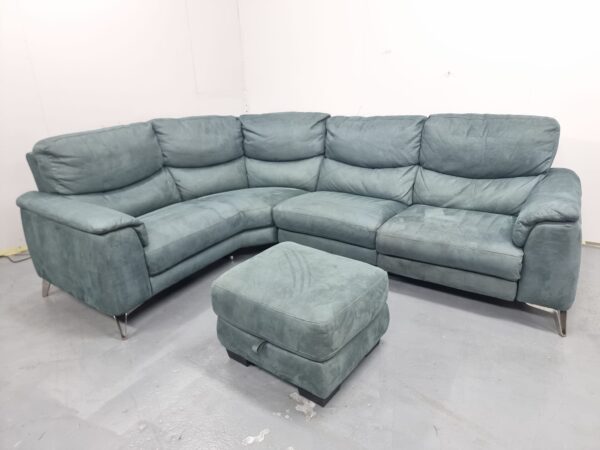 Dfs Suede Electric Recliner Corner Sofa with Footstool and USB - Image 4