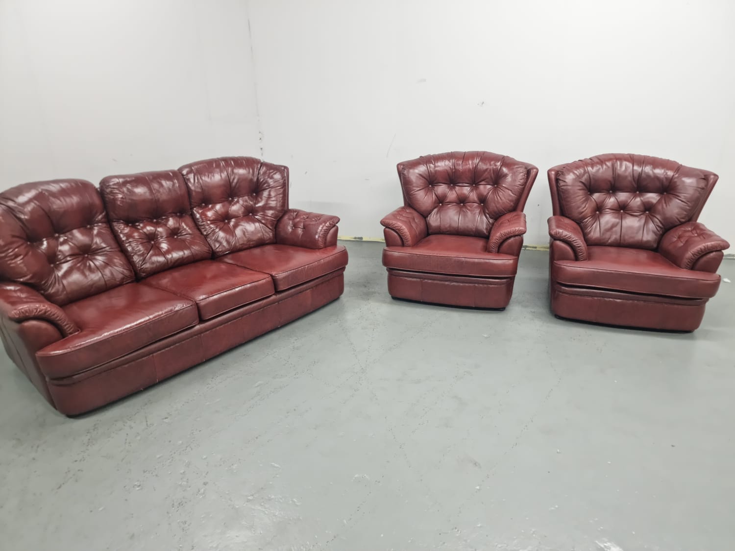 Oxblood chesterfield 3 piece suite for sale discount