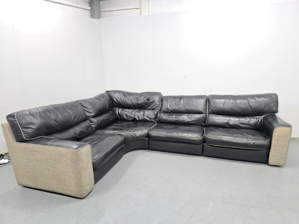Leather and Fabric Corner Sofa - Image 5