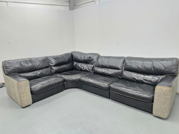 Leather and Fabric Corner Sofa