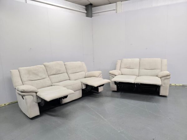 Dfs Cream Suede 3 and 2 Seater Manual Recliner Sofas - Image 7