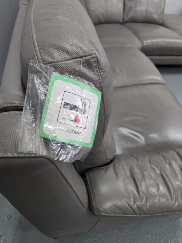 Grey Leather Recliner Corner Sofa and Chair - Image 6