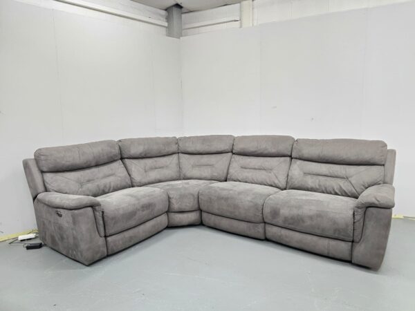 Dfs Ronan Grey Suede Modular Electric Recliner Corner Sofa