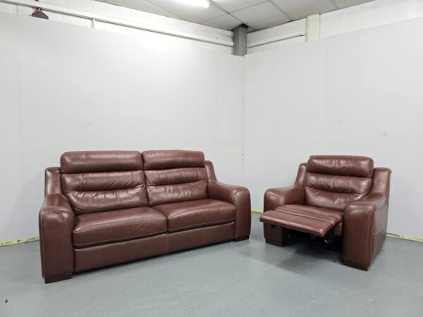 Italian Violino Full Leather 3 Seater Standard and Electric Recliner Chair - Image 5