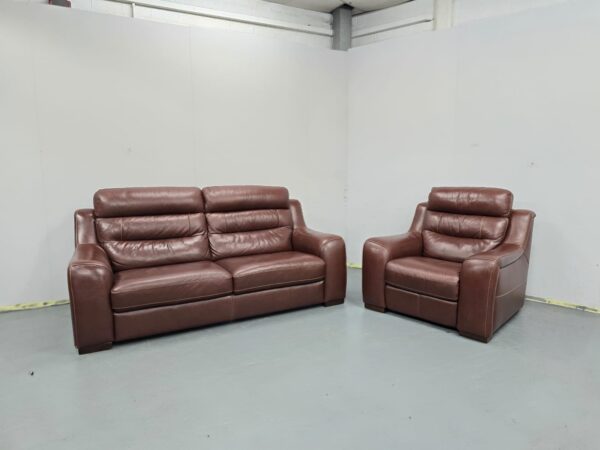 Italian Violino Full Leather 3 Seater Standard and Electric Recliner Chair - Image 2