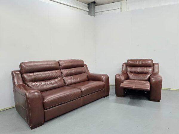 Italian Violino Full Leather 3 Seater Standard and Electric Recliner Chair - Image 6